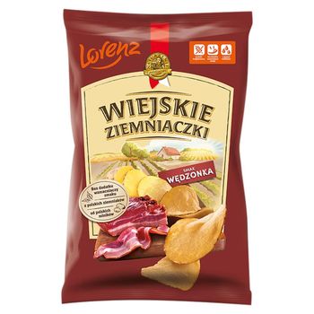 Wiejskie Ziemniaczki Chipsy ziemniaczane smak wędzonka 130 g
